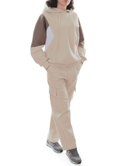 3156/3157 BEIGE/BROWN Костюм спортивный женский (95% хлопок, 5% эластан)