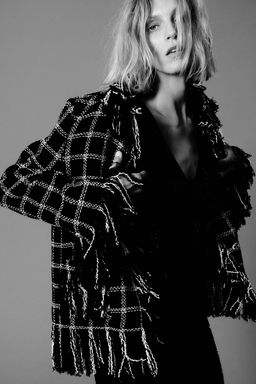 CHAQUETA CUADROS FLECOS ZW COLLECTION / Negro / Blanco - Zara фото 2
