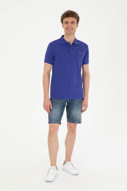 Поло Slim Fit Basic синий из хлопка