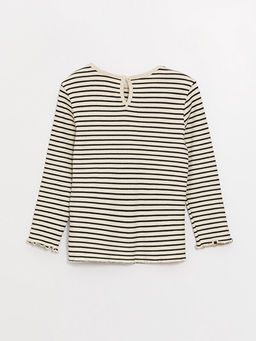 Bisiklet Yaka Uzun Kollu ?izgili K?z Bebek Ti??rt