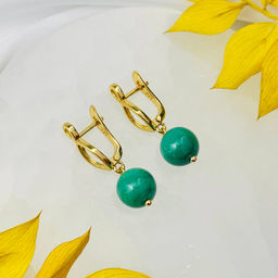 Серьги с камнем Малахит