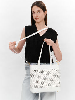 LACCOMA сумка Y2318-белый натуральная кожа полиэстер фото 5