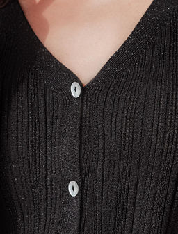 Жакет из вискозы тонкой вязки с люрексом - Vilatte фото 2