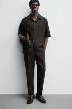 PANTAL?N REGULAR FIT 100% LINO / Marr?n - Zara фото 5