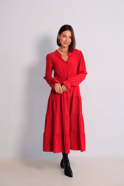 Martichelli Платье ягодное с многоярусной юбкой  фото 4