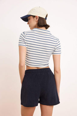 Lacivert Regular Lastikli Boru Paca K?sa Havlu Orme Sort & Bermuda TWOSS26SR00051 - Trendyolmilla фото 4