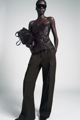 ZW COLLECTION LIMITED EDITION SEQUIN BUSTIER TOP - Zara фото 4