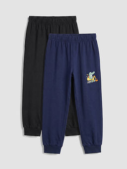 Bask?l? Erkek ?ocuk Pijama Alt? 2li