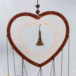 Музыка ветра Сердце с Эйфелевой башней, металл, 4 трубки, 5 колокольчиков, d=17 см, длина 65 см
