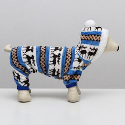 Комбинезон Олени с капюшоном, размер L (ДС 35 см, ОГ 45 см, ОШ 35 см), голубой - Simaland фото 3