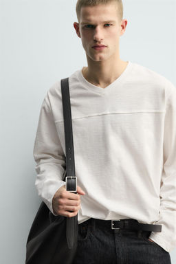 CAMISETA RELAXED FIT ESTRUCTURA FLAM? / Blanco - Zara фото 5