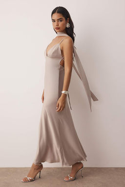 Kahverengi Sal Detayl? Saten Dokuma Maxi Abiye Gece Mezuniyet Elbisesi TPRSS25EL00312 - Trendyolmilla фото 33