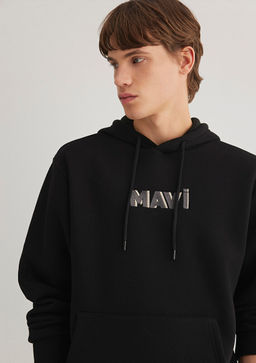 Mavi Logo Bask?l? Siyah Sweatshirt