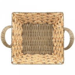 Корзина-сухарница плетеная Береста 25,5х25,5см h7,5см, полипропилен, ванильный, с ручками, металлический каркас, форма квадратная (Китай) - Домашняя мода фото 3