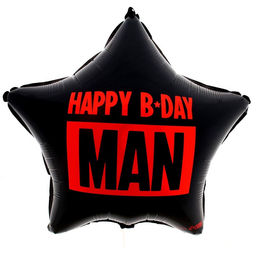Воздушный шар фольгированный 18" Happy B-day man, звезда