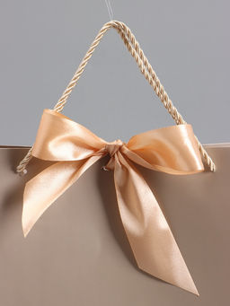 Пакет подарочный ламинированный, бронзовый, с бантом, 35×30×10 см