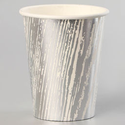 Стаканы бумажные Полосы, 6 шт., цвет серебро