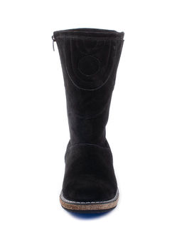 Монголки женские на войлочной подошве., Черные. Замша. Молния. Подклад овчина.