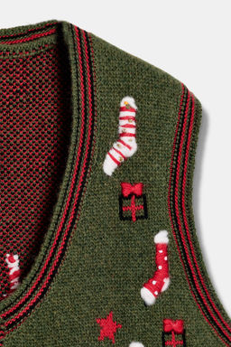 KNIT CHRISTMAS EMBROIDERED VEST - Zara фото 6