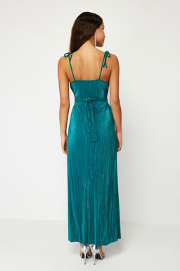 Zumrut Yesili Kusakl? A-Kesim Astarl? Piliseli Orme S?k Abiye Elbise TPRSS24EL00093 - Trendyolmilla фото 6