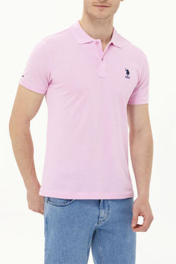 Мужская светло-розовая базовая футболка с воротником-поло - U.s. polo assn фото 6