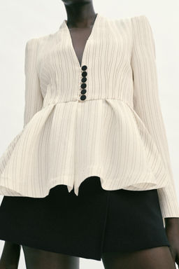 BLAZER RAYAS PEPLUM / Crudo / Marr?n - Zara фото 3