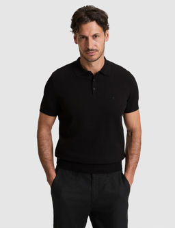 Siyah Slim Fit %100 Pamuk D__meli Polo Yaka Triko Ti__rt