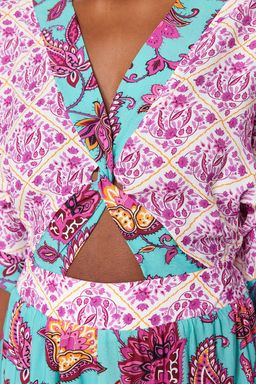 TRENDYOLMILLA Cicek Desenli Dokuma Cut Out/Pencere Plaj Tulum TBESS23EL00017 фото 9