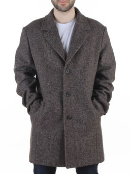 475627962 BROWN/GRAY Пальто Френч демисезонное мужское (65% шерсть, 35% кашемир)