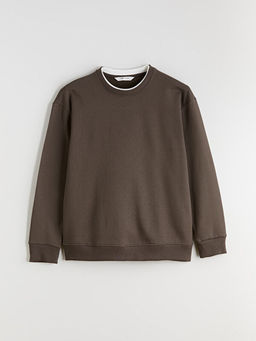 Bisiklet Yaka Uzun Kollu Erkek Kal?n Sweatshirt