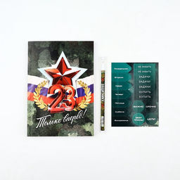 Подарочный набор, ежедневник А5, 80 листов, наклейки и ручка С 23 февраля. Сильному духом - Artfox фото 2