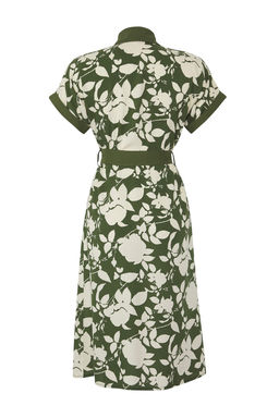 Yesil Cicekli Midi Viskon Dokuma Gomlek Elbise TWOSS25EL00391 - Trendyolmilla фото 6