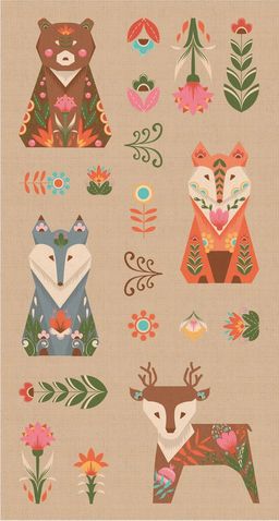 Ткань для пэчворка PEPPY ЛЕСНЫЕ ЖИТЕЛИ ФАСОВКА 60 x 110 см 146 г/кв.м 5 100% хлопок