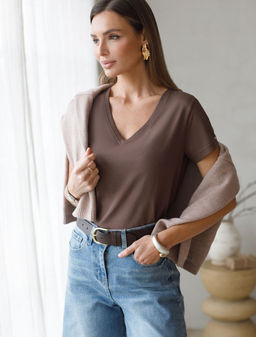 D49.109 Футболка женская т. кофейный