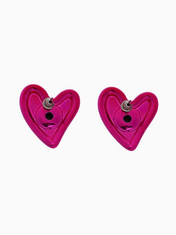 Серьги металл «Сердце» с изгибом, цвет розовый