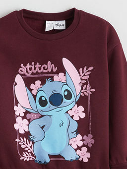 Bisiklet Yaka Stitch Bask?l? K?z ?ocuk Sweatshirt