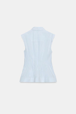 CAMISA PLIEGUES MANGA SISA ZW COLLECTION / Azul / Blanco