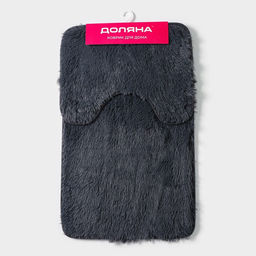 Набор ковриков для ванной и туалета Доляна Пушистик, 2 шт, 40?50, 50?80 см, цвет серый  фото 6