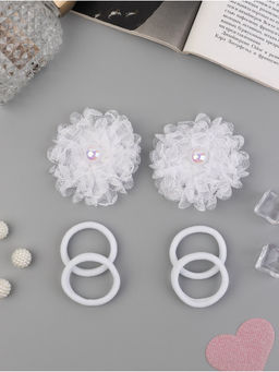 Цена за 6 шт. Набор для волос «Милашка», 2 зажима, 4 резинки, кружева, белый