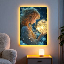 Мозаика алмазная "Девушка с шаром" (светится в темноте) 40*30 см.