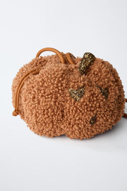 FAUX SHEARLING PUMPKIN CROSSBODY BAG - Zara фото 3