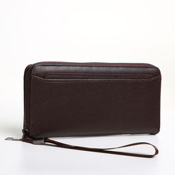 Портмоне-клатч мужской на молнии, коричневое