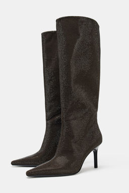 KNEE-HIGH BOOTS WITH SPARKLY DETAILS - Zara фото 5