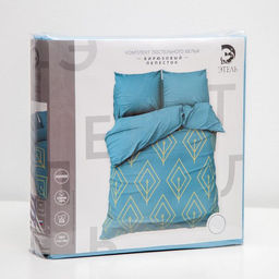 Постельное бельё Этель евро Бирюзовый лепесток 200х217, 240*220, 70х70-2 шт  фото 4