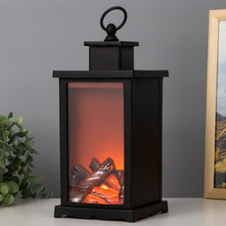 Ночник RISALUX «Камин», LED, 13×13×30 см, чёрный