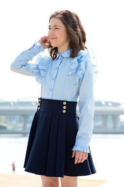 Жёлтая школьная блуза Mooriposh, модель 06114  фото 20