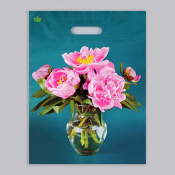 Цена за 50 шт. Пакет Любимые пионы, полиэтиленовый с вырубной ручкой, 40?31 см, 60 мкм