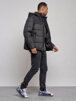 Куртка мужская зимняя с капюшоном спортивная великан черного цвета 8377Ch - Wonderrman фото 4