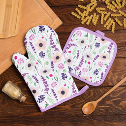 Кухонный набор Доляна Прованс, прихватка 17*17 см, рукавица 26*16 см,100% п/э
