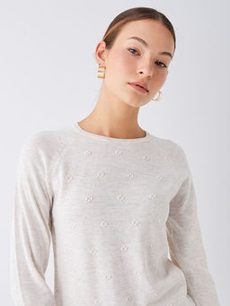 Bisiklet Yaka Kendinden Desenli Uzun Kollu Kad?n Triko Kazak - Waikiki фото 2